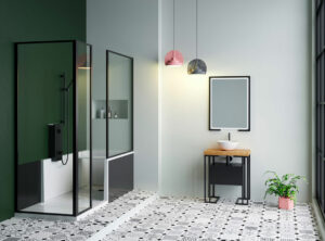 Une salle de bain avec une douche à l'italienne