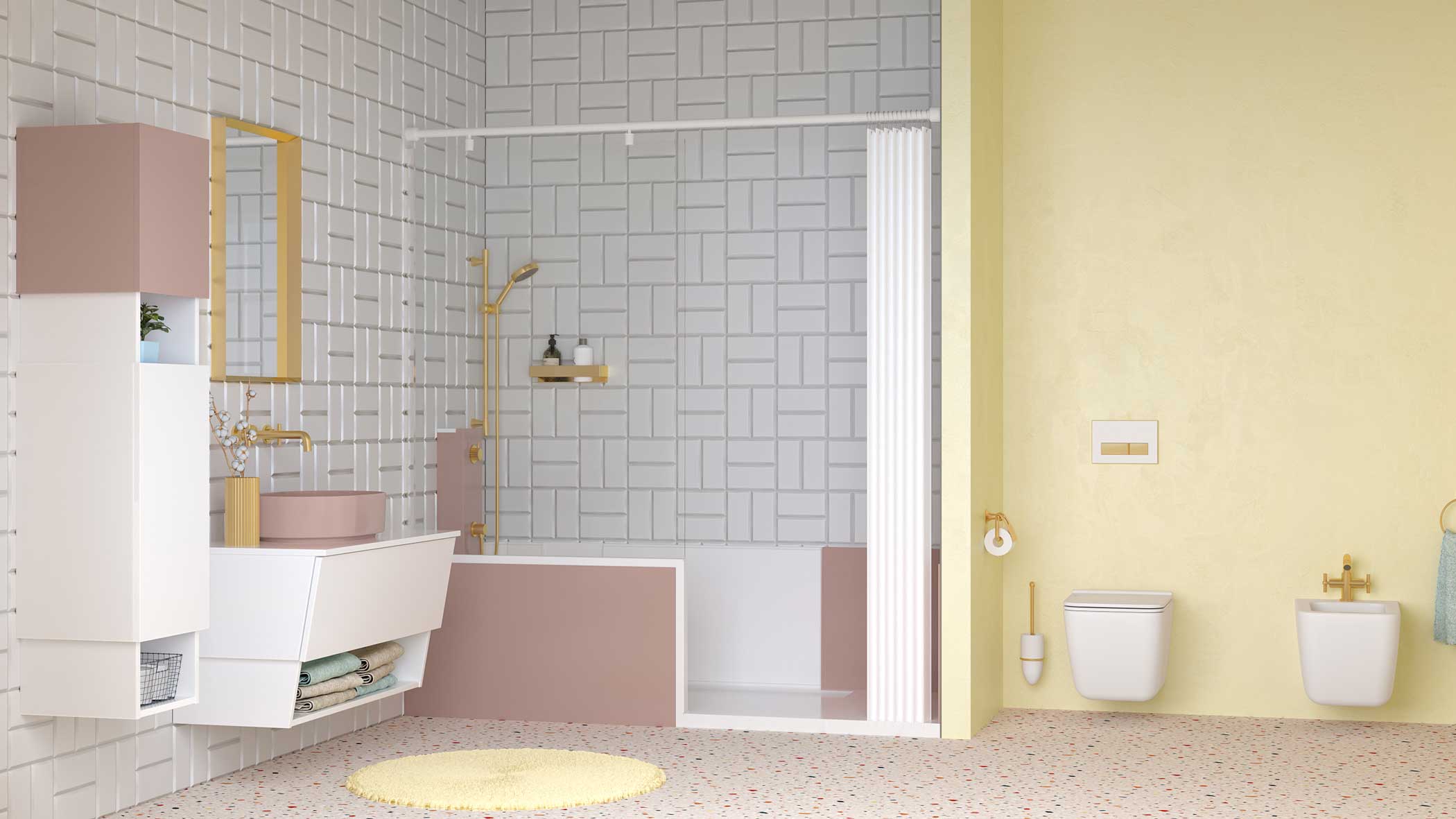 Une douche à l'italienne dans une salle de bain de style classique