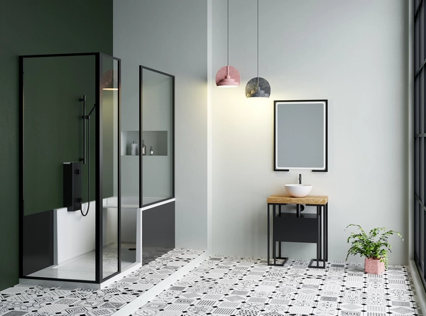 Une salle de bain avec douche evolyo